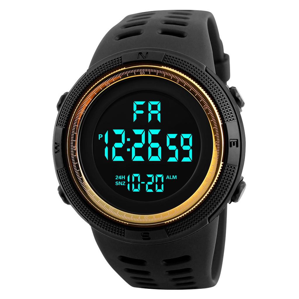 Reloj despertador Digital deportivo para hombre, Esfera Grande luminosa, resistente al agua, cronógrafo electrónico multifuncional, reloj multifuncional: orange