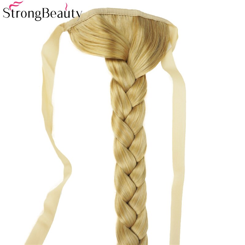 Strongbeauty lang fiskehale fletning hestehale forlængelse syntetisk bindebånd hårstykke 16 farver
