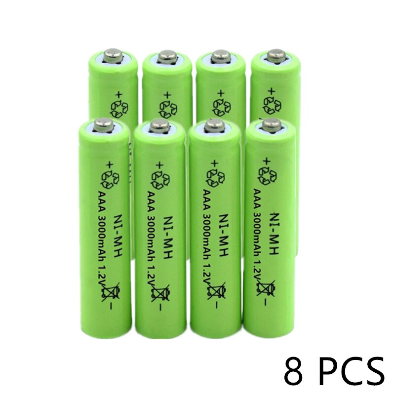 40 PCS 3000mah 1.2V AAA Battery NIMH AAA low self discharging Rechargeable battery AAA batteries for flashlight toys: 8 PCS battery