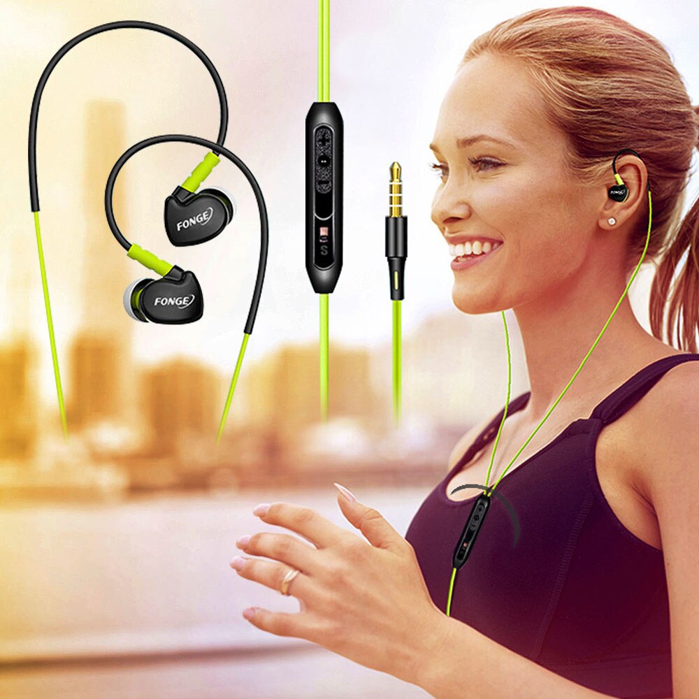 3.5 Mm Waterdichte Oortelefoon Headset Met Microfoon Bedrade Koptelefoon Voor Hifi Bass Stereo Oortelefoon Sport Transpiratie Headset Voor MP3 Pc