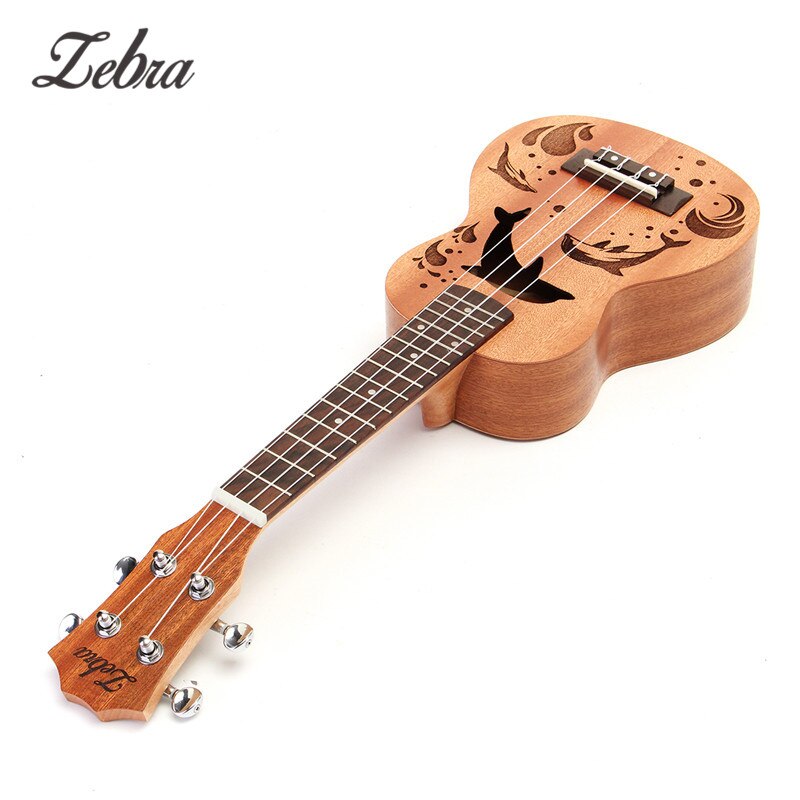 Ukulele – Mini guitare Soprano en bois de rose Uke, 21 pouces, 4 cordes en Nylon, motif de dauphin, hawaïen, Uke, Instrument de musique