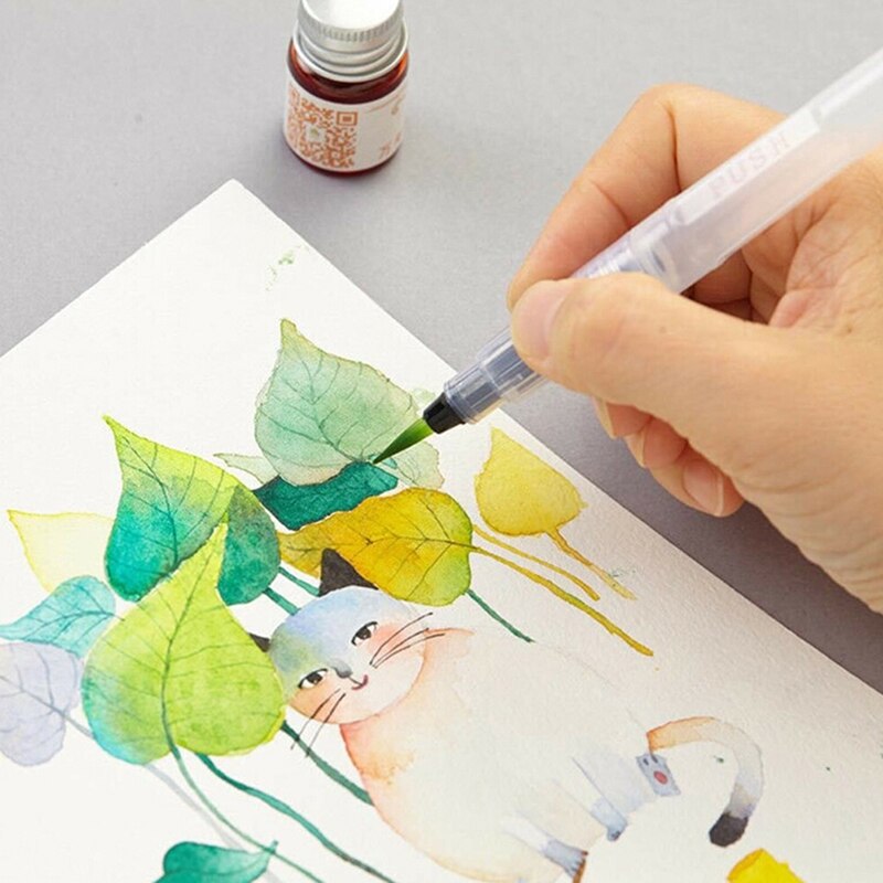 6 sztuk zestaw farba wodna miękki pisak z pędzelkiem pędzle robić akwareli pióro wielokrotnego napełniania szczotka nylonowa końcówka robić malowania robić rysowania artystycznego