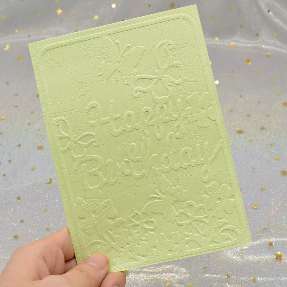 Happy Birthday Pattern 3D Embossing Folders for DIY Scrapbooking Paper Card Making Plastic Embossing Template Stencil