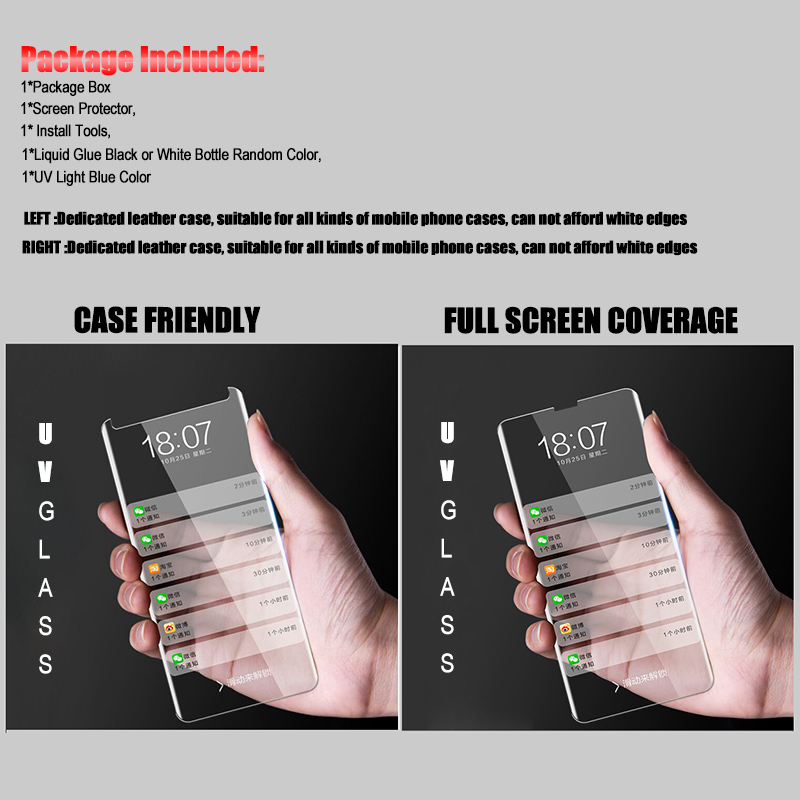 Full Glue Curved UV Liquid Tempered Glass For Samsung Galaxy S8 S9 S10 Plus S20 Ultra Note 8 9 10 Screen Protector Case Film