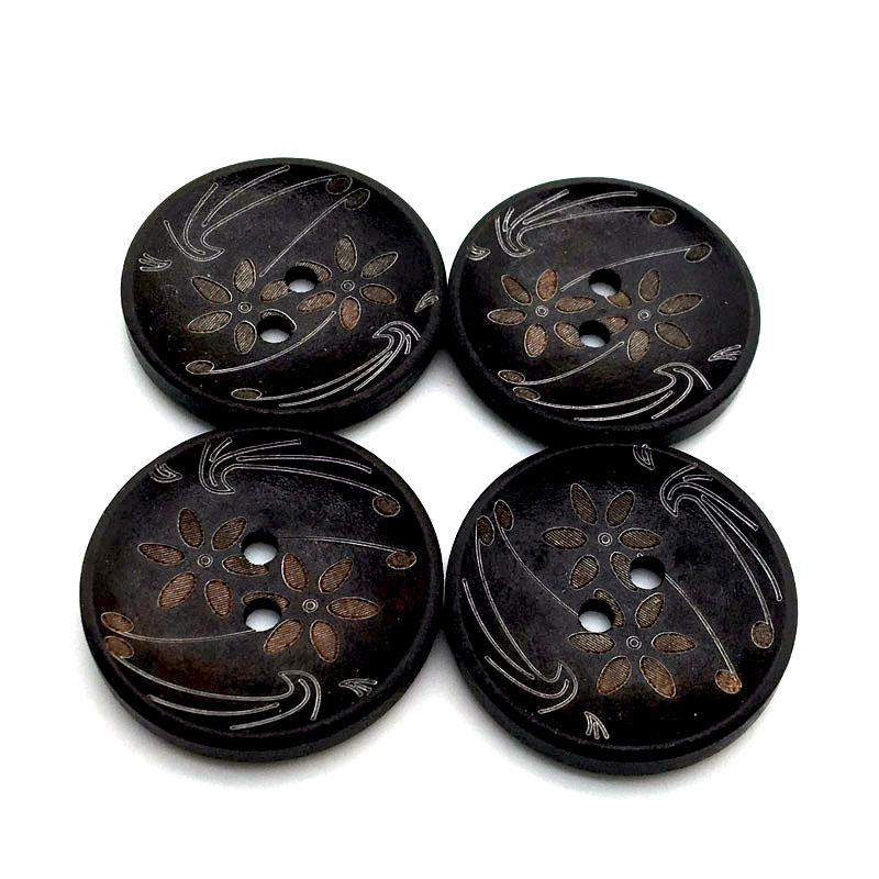 30Pcs 25/30Mm Grote Bloem Patroon Houten Knopen Voor Kleding Naaien Accessoires Ambachten Diy Scrapbooking Woondecoratie levert