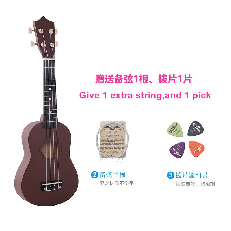 21 Inch Ukelele Sopraan Basswood Akoestische Nylon 4 Strings Ukulele Kleurrijke Mini Gitaar Voor Kinderen Met Snaren En Picks