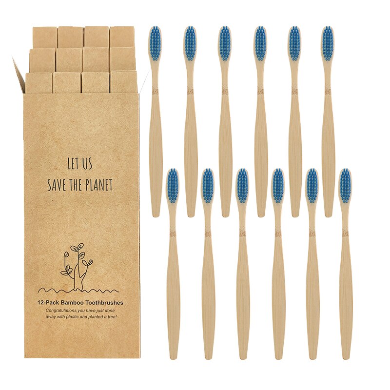 Eco-friendly Bamboo Toothbrush Eco Friendly Wooden Tooth Brush Soft Bristle Tip Charcoal Adults Oral Care Cleaning Teeth Brushes: Dark Blue