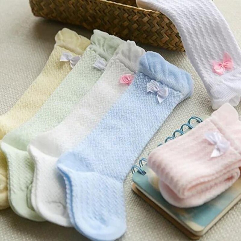 Baby pige strømper forår efterår sommer varm mesh sløjfe-knude børn sløjfestrømper børn strømpebukser babytøj