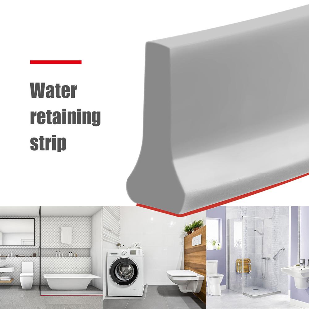 Silicone water strip rubber Stopper Collapsible Shower Threshold Water Dam Shower Barrier and Retention System gray #5: 830g