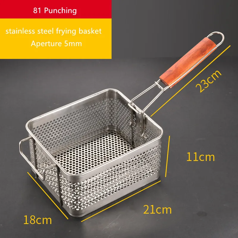 Stainless steel 81 fryer basket Frame Filter Fryer Screen Fryer Colander French fries Commercial: Brown