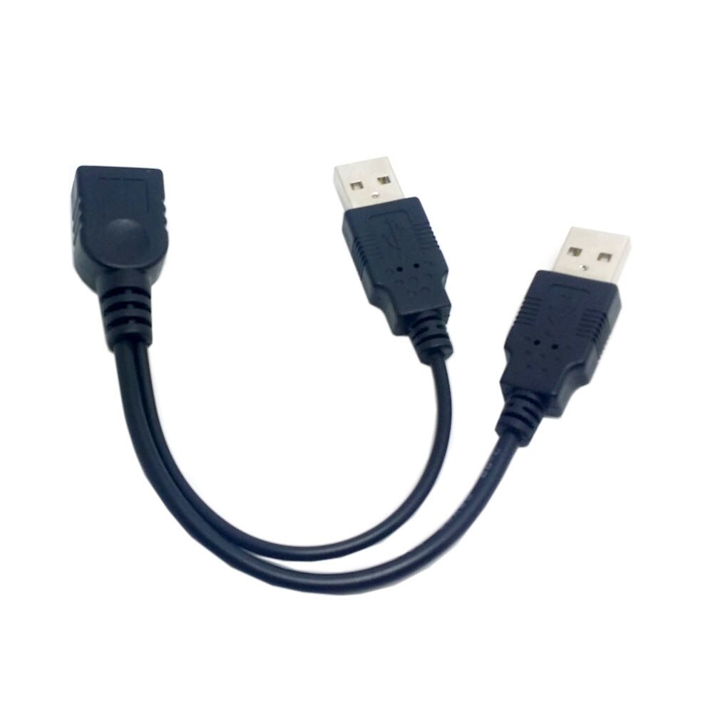 Zihan Dual A Male to USB 2.0 Female A Extra Power Data Y Extension Cable for 2.5" Mobile Hard Disk Black 20cm