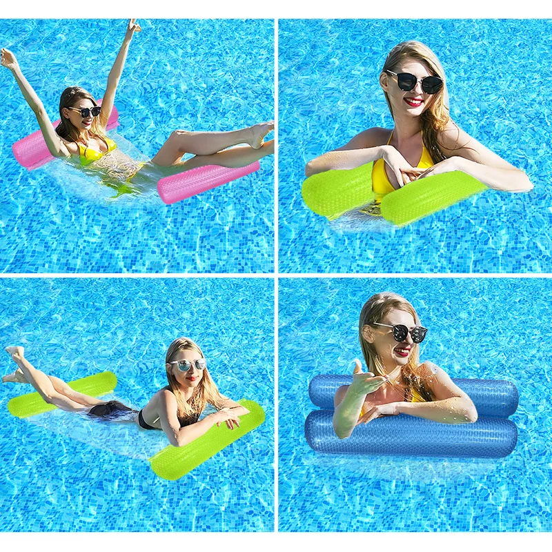 Hamac d'eau flottant à 2 tubes avec filet, chaise longue de piscine gonflable nacrée pour adultes, indispensable pour la plage et l'été
