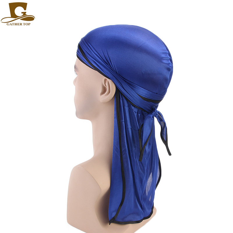 Unisex hombres mujeres satén transpirable Bandana sombrero sedoso Durag doo du trapo diadema de cola larga: Lavanda