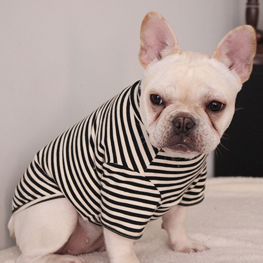 Spring Summer Pet Dog Shirt Striped Short Sleeve High Collar Cotton Shirt Universal Dog Clothes For Most Dogs