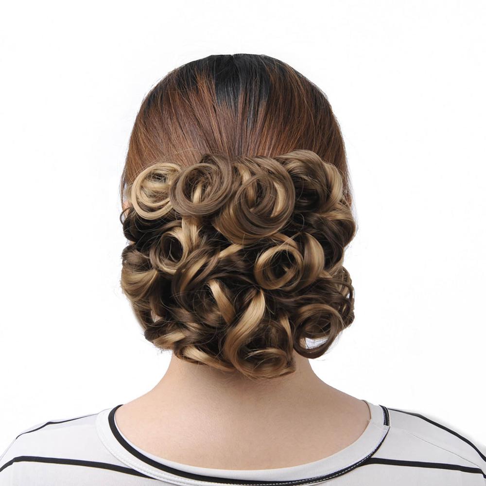 Oubeca Short Messy Curly Hair Buns Extensions Easy Stretch Hair Combs Scrunchie Chignon Clip In Ponytail Extensions For Women: 9H19