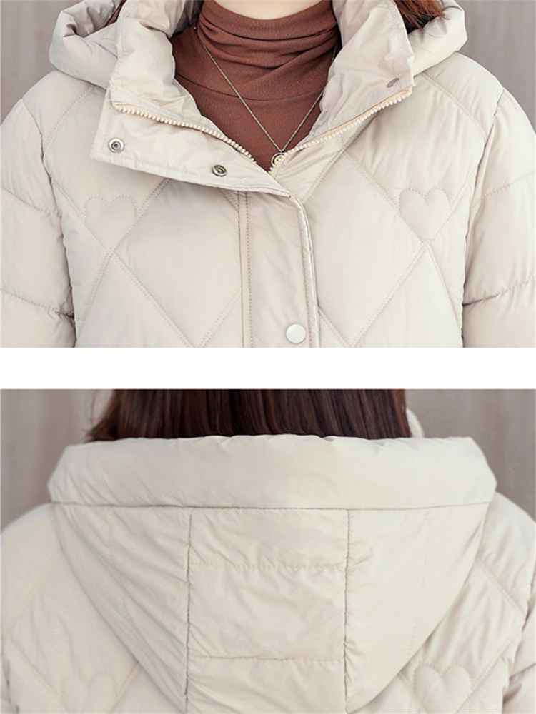 Bomullspolstret kort kåpe damejakke parka høst vinter dame yttertøy varme tykkere jakker dusklomme hettejakker