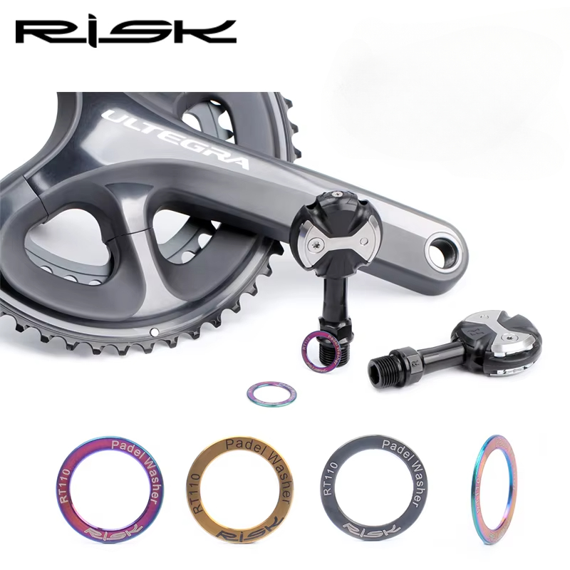 RISIKO Fahrrad Pedal Unterlegscheibe Abstandshalter Kurbel Dichtung Pedal abnormal Klang Wartung Ring Unterlegscheibe MTB Fahrrad Titan Legierung Pedal Unterlegscheibe