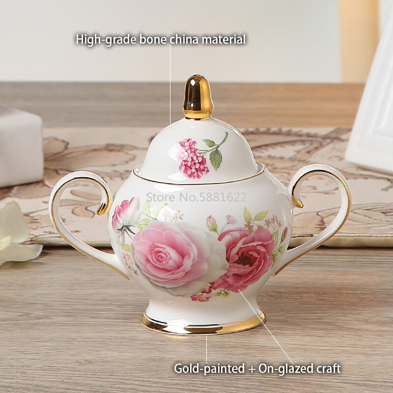 Romantic Bone China Coffee Set British Porcelain Tea Set Ceramic Pot Creamer Sugar Bowl Teatime Teapot Coffee Cup Coffeeware
