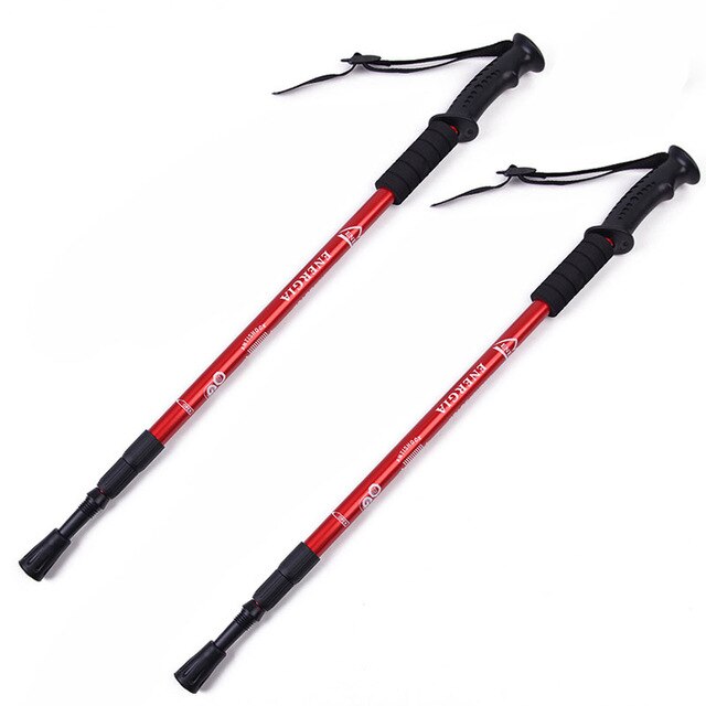 65-135cm Walking Sticks Hiking Poles Adjustable Trekking Poles Telescopic Scandinavian Anti Shock Carbon Al alloy: 2 pcs red