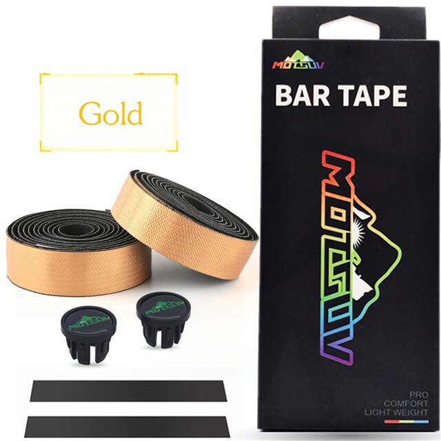 Motsuv guidoline de vélo anti-vibrations pu eva courbée vélo route vélo bandes course respirant antidérapant guidon ceinture wrap: Or