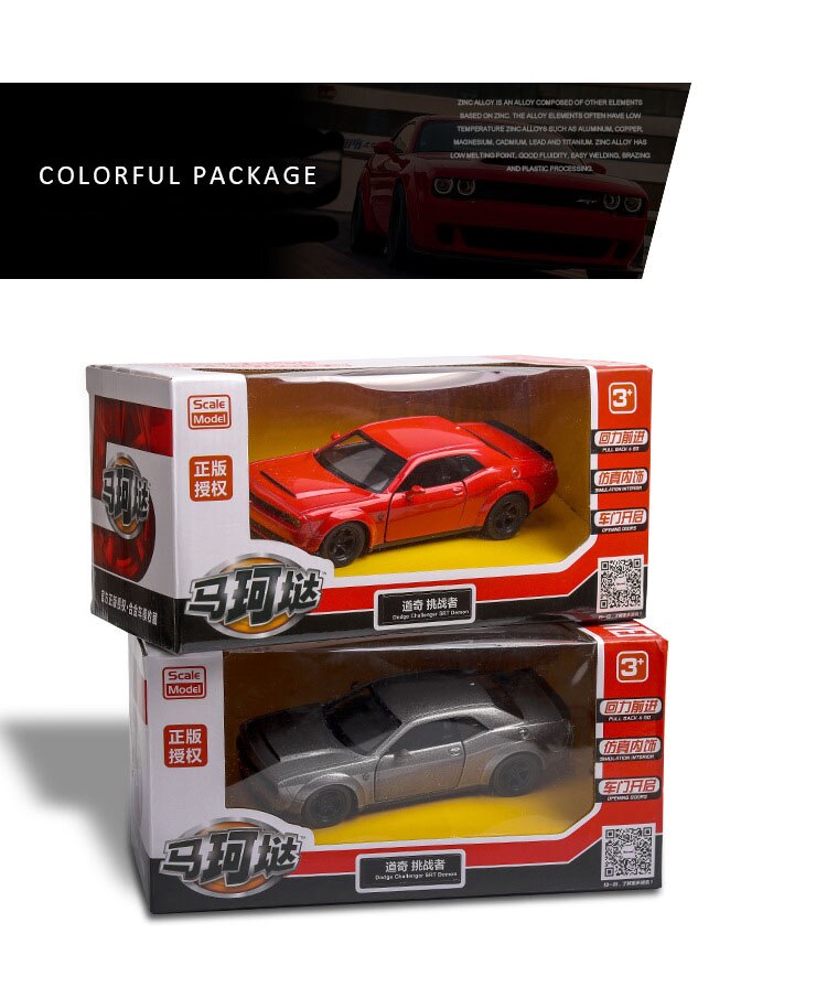 Hohe Simulation Maßstab 1:36 Dodge Challenger Legierung Ziehen Zurück Sammlung Spielzeug Auto Modell Kinder Original Box