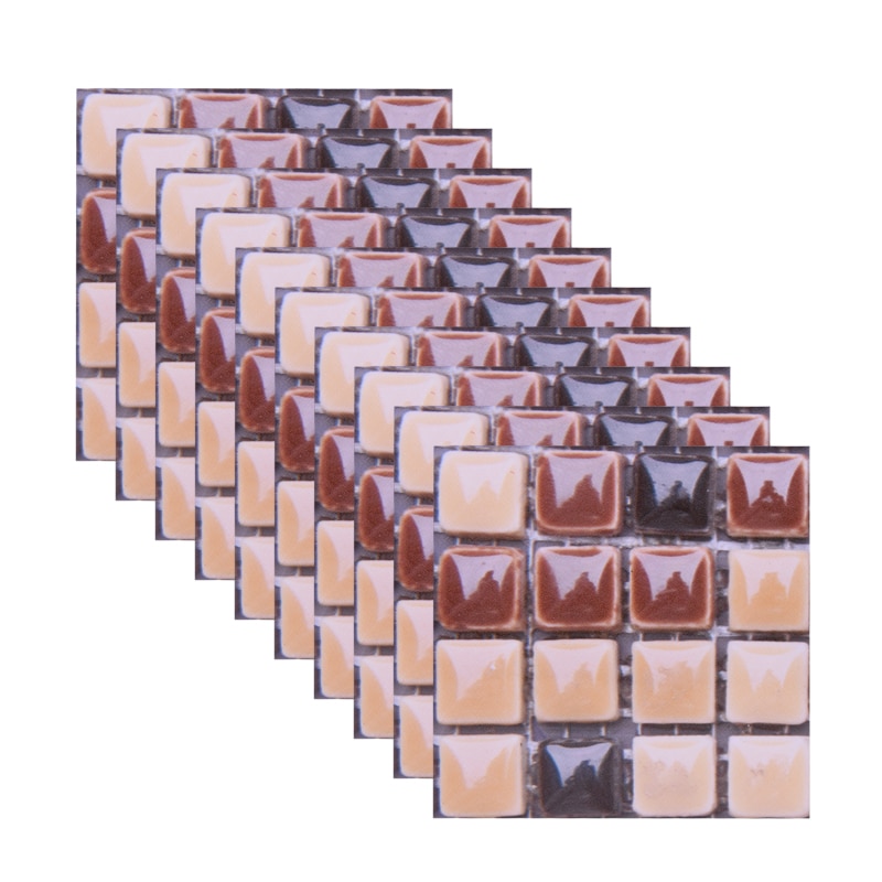 Autocollants muraux en mosaïque, 10 pièces, 10x10cm, autocollant pour peler et coller, rétro-adhésif, pour bricolage, cuisine, salle de bain, décoration murale de la maison: B14