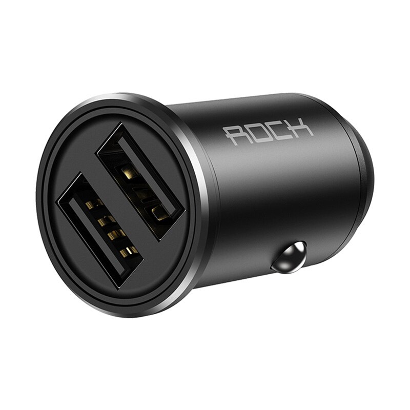 ROCK-cargador USB Dual para coche, adaptador compacto de carga rápida de 24W, 4.8A, para iPhone 12, 11 Pro Max, Xiaomi Redmi
