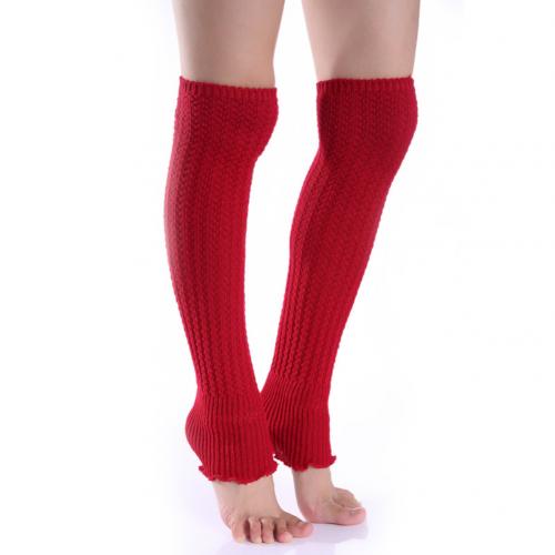 Chaussettes longues plissées pour femmes, couleur unie, tricotées, chauffe-jambes, personnalisées, confortables, chaudes, coupe-vent pour l'extérieur: Bright Red
