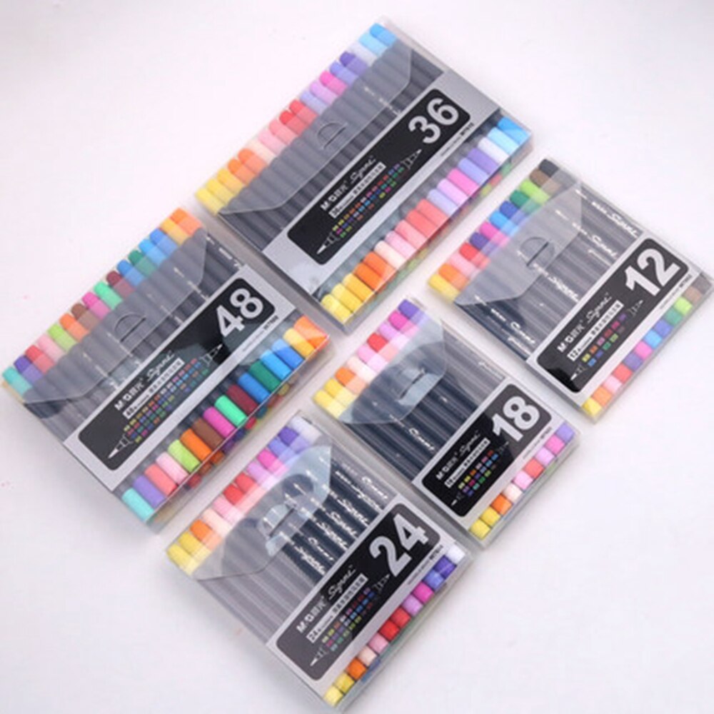 M & g 12/18/24/36/48 farver dual-tip akvarel kunst markører kunst til tegning pensel markør pen sæt farve skitse farvede penne