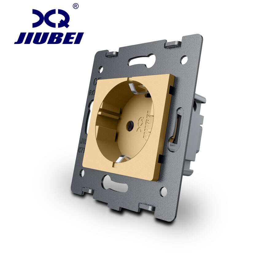 jiubei Socket DIY Parts, White Plastic Materials, EU standard, Function Key For EU Wall Socket, C7-EU11: Gold