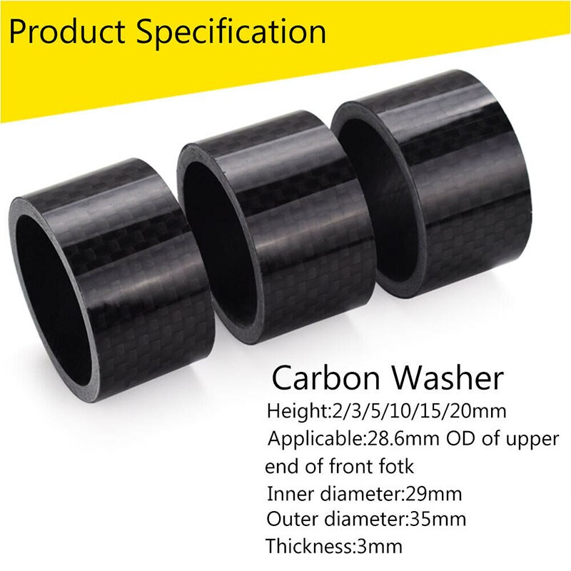 Kohlenstoff Fiber Unterlegscheibe einstellen 2/ 3/5/10/15/20mm MTB Fahrrad Unterlegscheibe 28,6mm 1-1/8 ''Vorbau Scheibe Abstandshalter Gabel Rennrad Zubehör