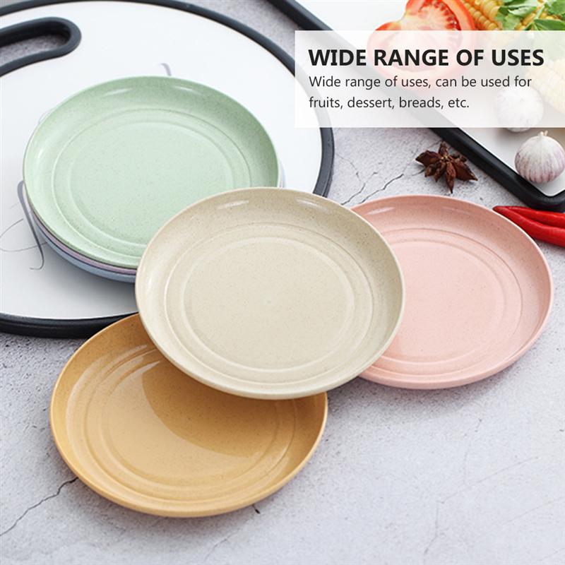 6pz piatti di paglia di grano piattino per uso domestico piatto per alimenti stoviglie sicure