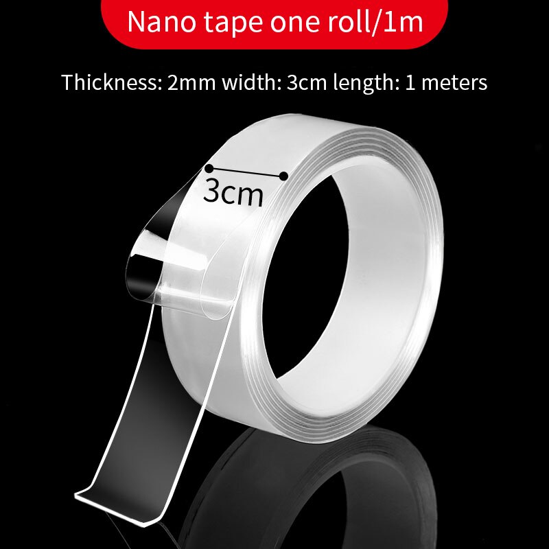 Double-Sided Nano Silica Gel Magic Tape Traceless Washable Adhesive Home Multifunction Fixed Adhesive Anti-slip Mat Sofa Carpet: 2mm-30mm-1M
