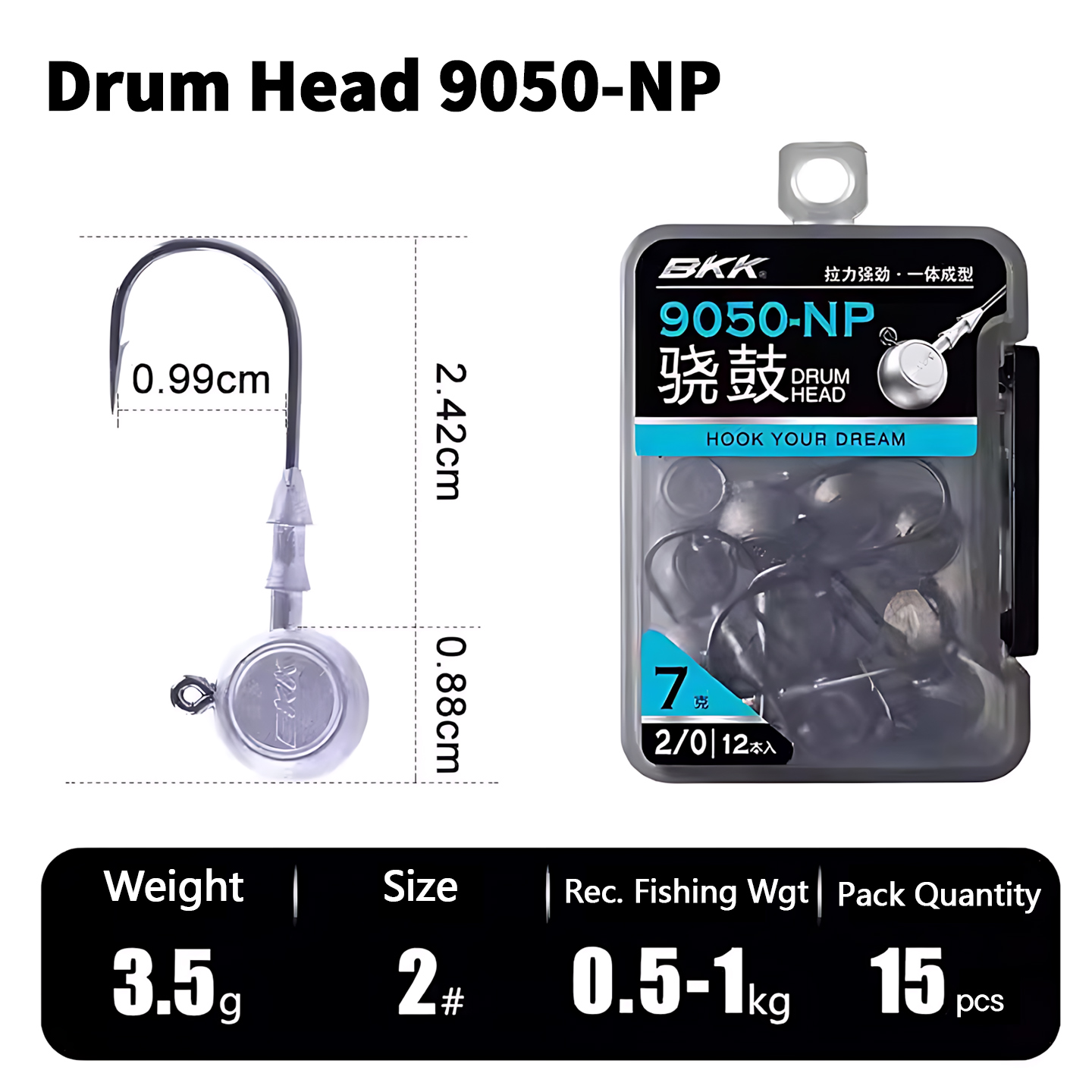 BKK 9050 Drum Head Jig Hook Snagless Round Lead Head Soft Lure Bait Hooks for Bass Mandarinfish Fishing Tackle: YELLOW