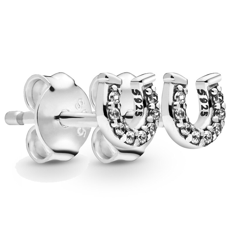 925 Sterling Silver My Luna Singolo Me Collezione Bel Fiore Eye Ball Fortunato A Ferro di Cavallo Pandora Orecchini Per Le Donne del Regalo Dei Monili: 9