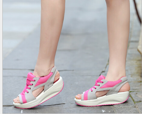 EFFGT vrouwen sandales sandalias Zomer vis kop sandalen vrouwen schoenen helling met platform muffin