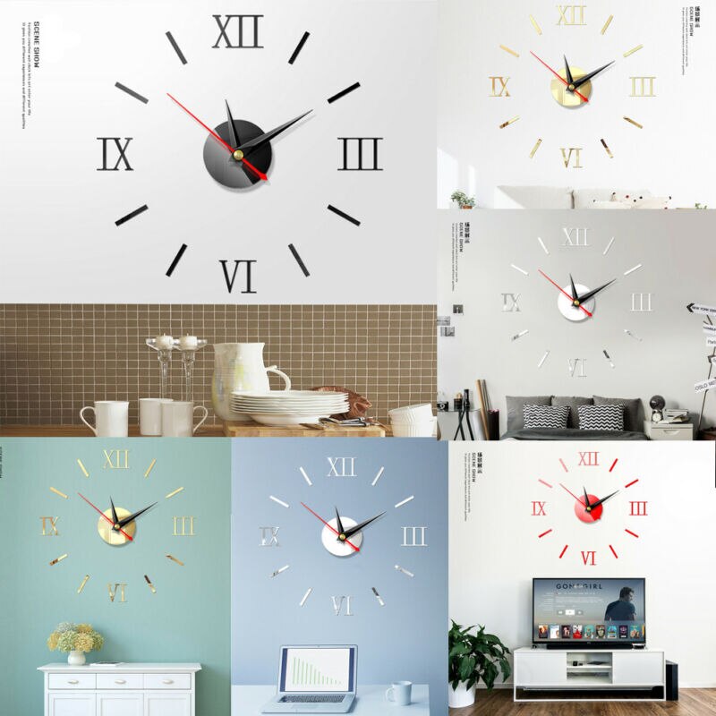 Home Decoration Modern Wall Clocks Wall Sticker DIY Wall Sticker Clock 3D Big Mirror Clock Wall Stickers