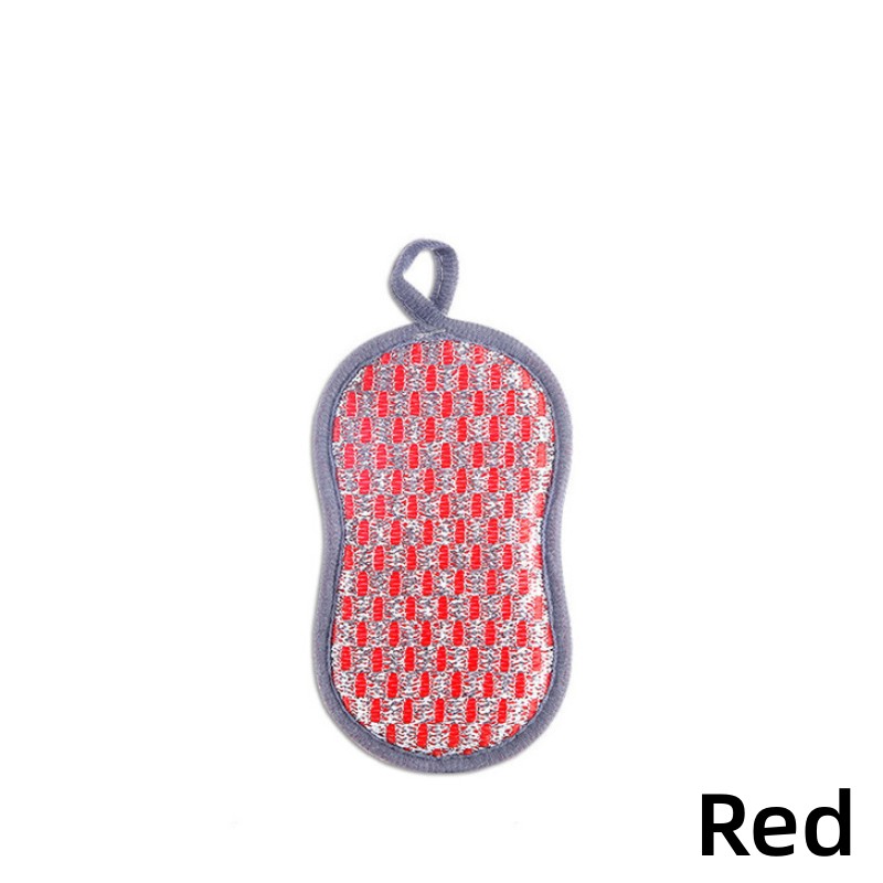 10-1 esponjas para fregar platos, toallita mágica de doble cara, esponjas de limpieza antiadherentes de microfibra para ollas, herramientas de cocina, utensilios para ollas de lavado: XS / Rojo