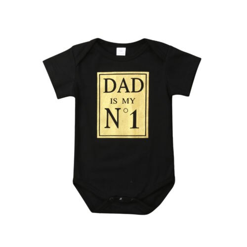 0-24M bebé niñas niño NO.1Bodysuit negro de manga corta de algodón mono trajes ropa