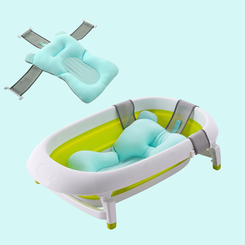 Imbaby Baby Bad Kussen 3 Lagen Baby Bad Kussen Draagbare Baby Douche Bad Baby Kussen Zachte Verstelbare Badkamer Mat: Green