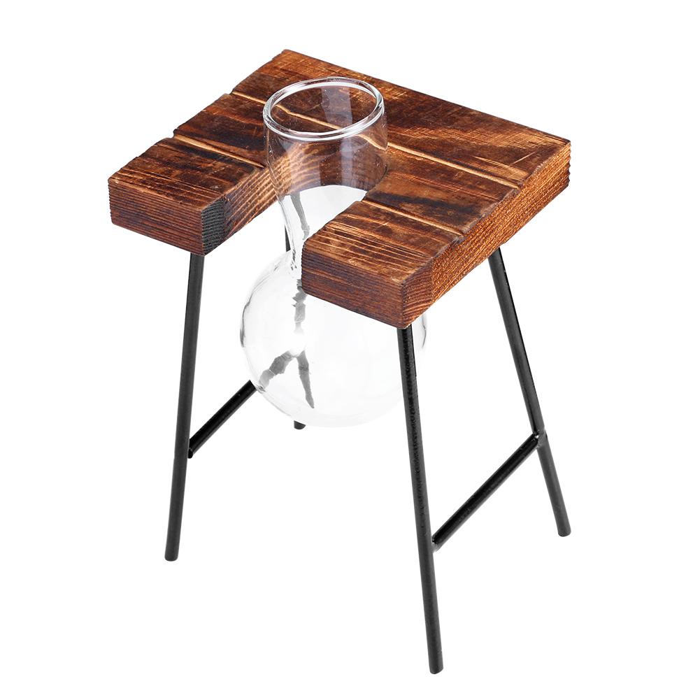 Terrarium hydrocultuur plantenvazen vintage bloempot transparante vaas houten frame glazen tafelplanten huis bonsai decoratie: 6