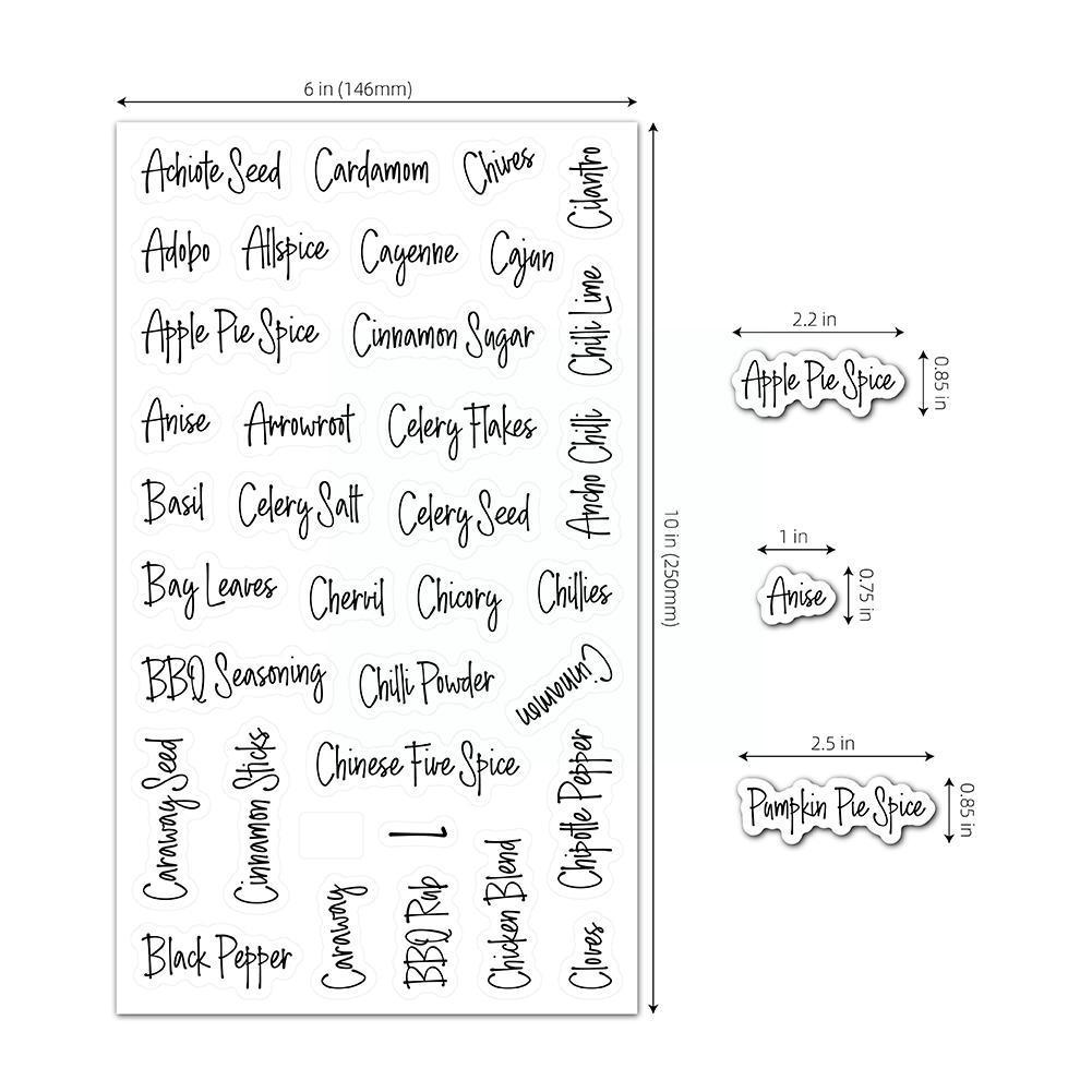 8 sheet Spice label waterproof Transparent Pantry Stickers supplies kitchen Spice Labels Stickers Food For Pantry E5X8