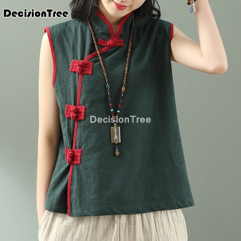 Chalecos de qipao chino para mujer, ropa china tradicional, traje tang, tops elegantes, chaleco sin mangas para mujer