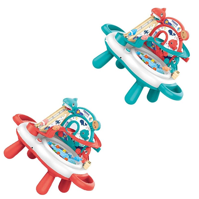 Magnetischer angeltisch, spielzeugfisch mit rutsche, sandkasten-aktivitätstisch, strandspielzeug ohne batterie mit treppenrutsche