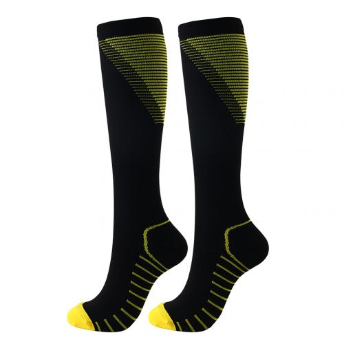 Men Women Outdoor Sports Football Soccer Running Nylon Compression Calf Socks Sports Football Soccer Running Nylon Calf Socks: Yellow / L/XL