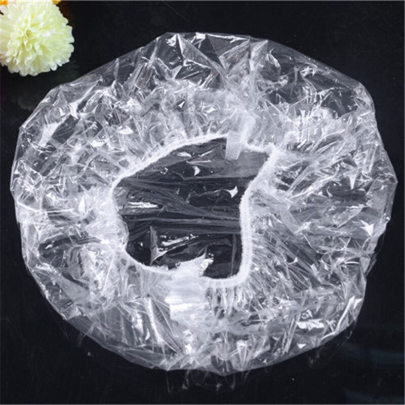 Bonnet de douche jetable, 100 pièces, couvre-cheveux, élastique Transparent, pour Salon de bain, Spa, accessoires de salle de bain