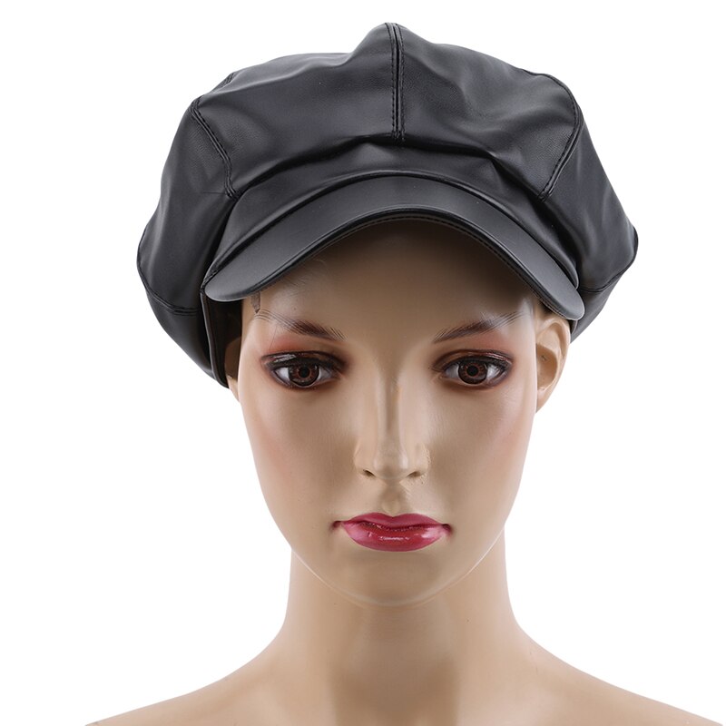 GAOKE gorra octogonal de cuero PU gorra newsboy estilo intelectual Retro mujer snapback cap ocio accesorios de sombrero