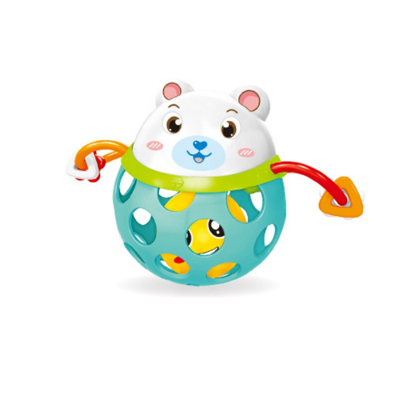 Baby Hand Bell 0-12 Months Puzzle Grasp Ball Soft Plastic Teeth Toy Animals Toys for WJ602: White Bear