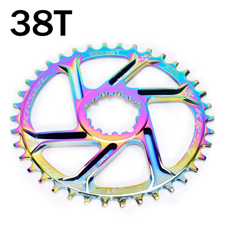 Krsec gxp chainring offset 6mm corrente anel t6 liga de alumínio roda para 8/9/10/11/12s corrente 32/34/36/38t mtb bicicleta acessórios: 38T colorful
