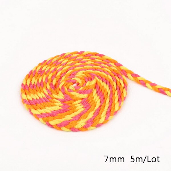 5 meter längd 7mm färgade polyestersnören flätat rep diy svart vit tjockt dekorativt rep garnlåda dekor hantverk